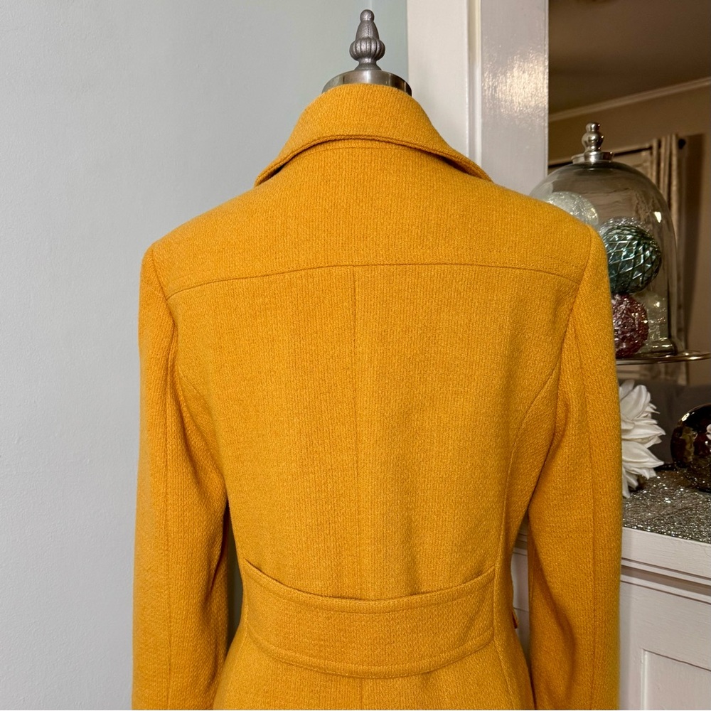 NWT Calvin Klein Single Breasted Wool Pea Coat Winter Dress Coat Mustard Size 6 - Picture 8 of 14